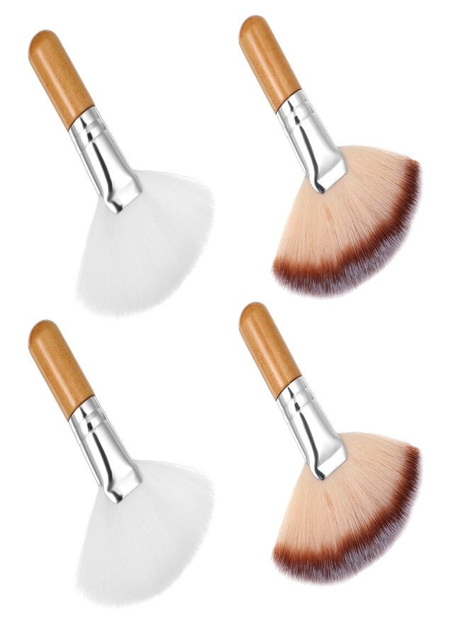 Matwsec 4PCS Fan Brushes Esthetician Facial Brushes Esthetician Soft Fan Blush Brush for Powder Blush Body Powder Brush Face Makeup Tools - Image 1
